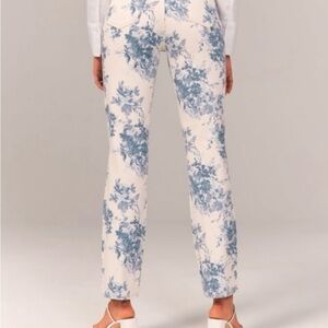 Abercrombie & Fitch Blue Floral Ultra High Rise Curve Love Pants Cottagecore